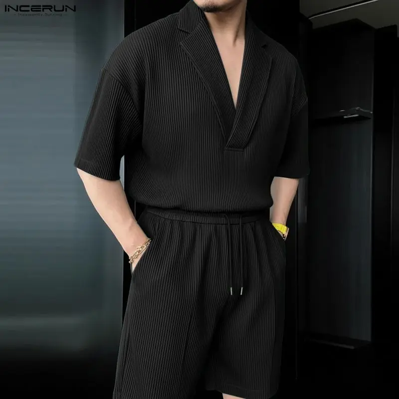 Men'S Fashion For 2026 - INCERUN Men Sets Solid Color Lapel