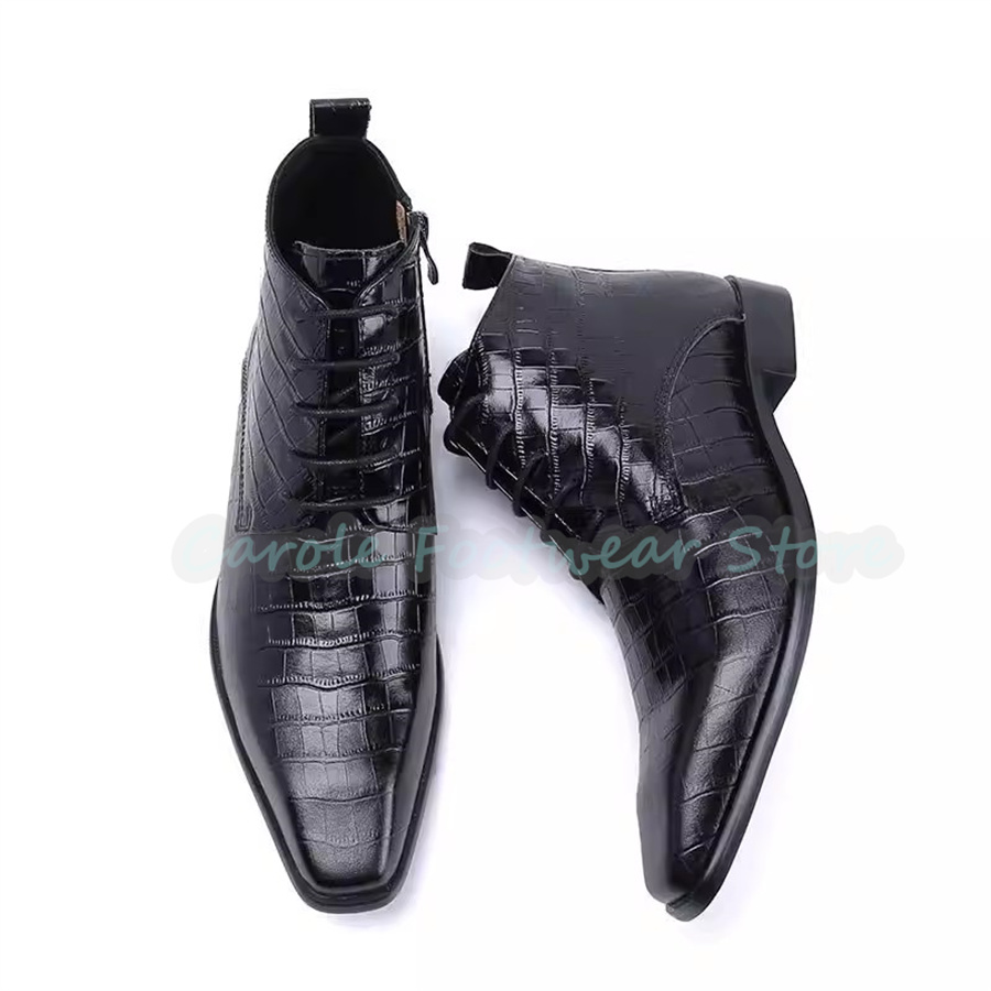 Mens Fashion Dress - Fashion Genuine Leather Ankle Boots for