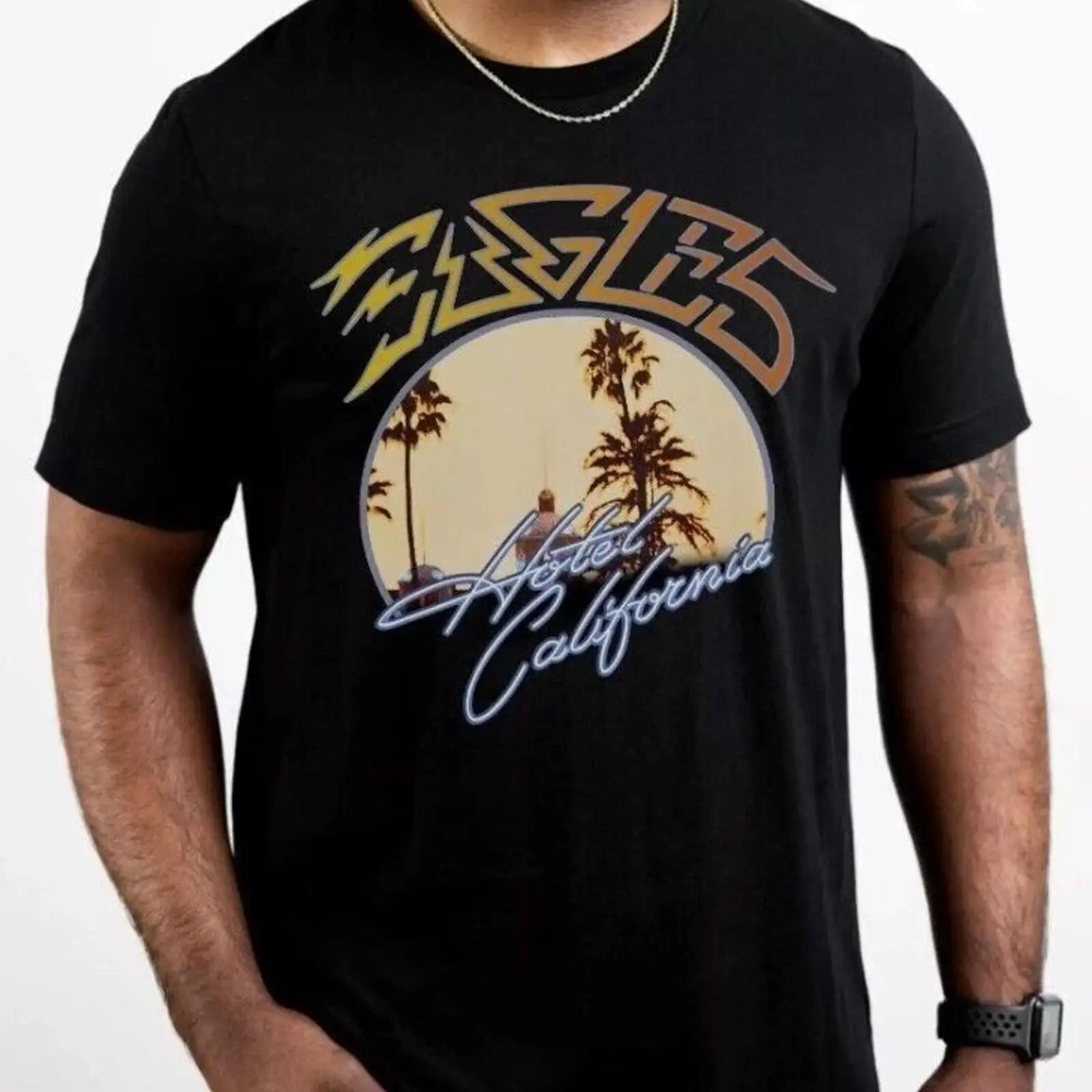 Mens Fashion Style Images - Sunset California Rock T Shirt Black