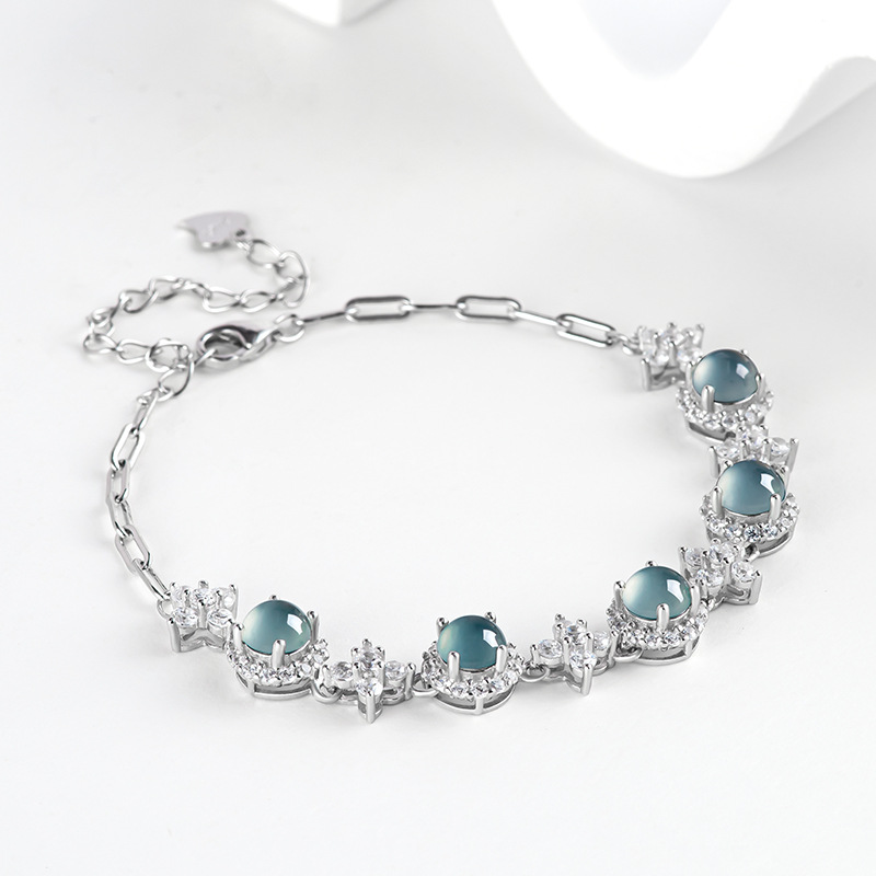 Men'S Fashion Accessories - Blue Myanmar Jadeite Bracelet Natural Burmese