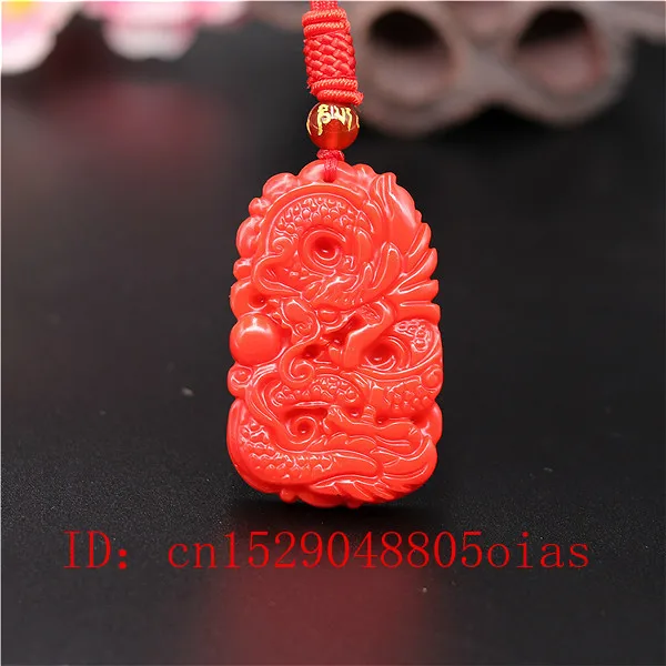 Men'S Fashion Designer - Natural Red Coral Jade Stone Dragon