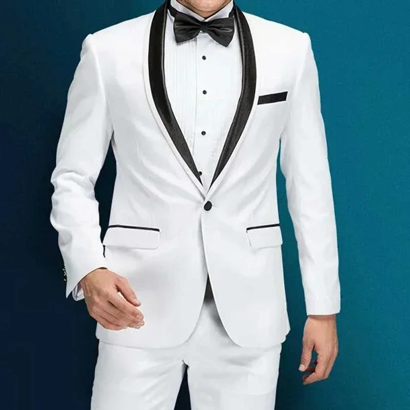 Slim Fit Blazer Men - Elegant White Formal Wedding Men Suits