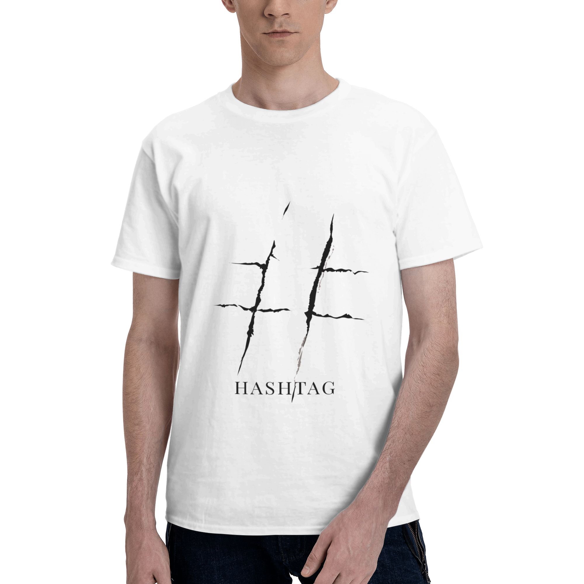 Mens Fashion Hashtags - Hashtag Cross Line Design Print Men