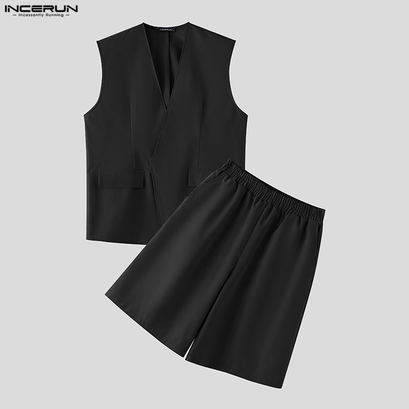 Men'S Fashion For 2026 - INCERUN Men Sets Solid Color V