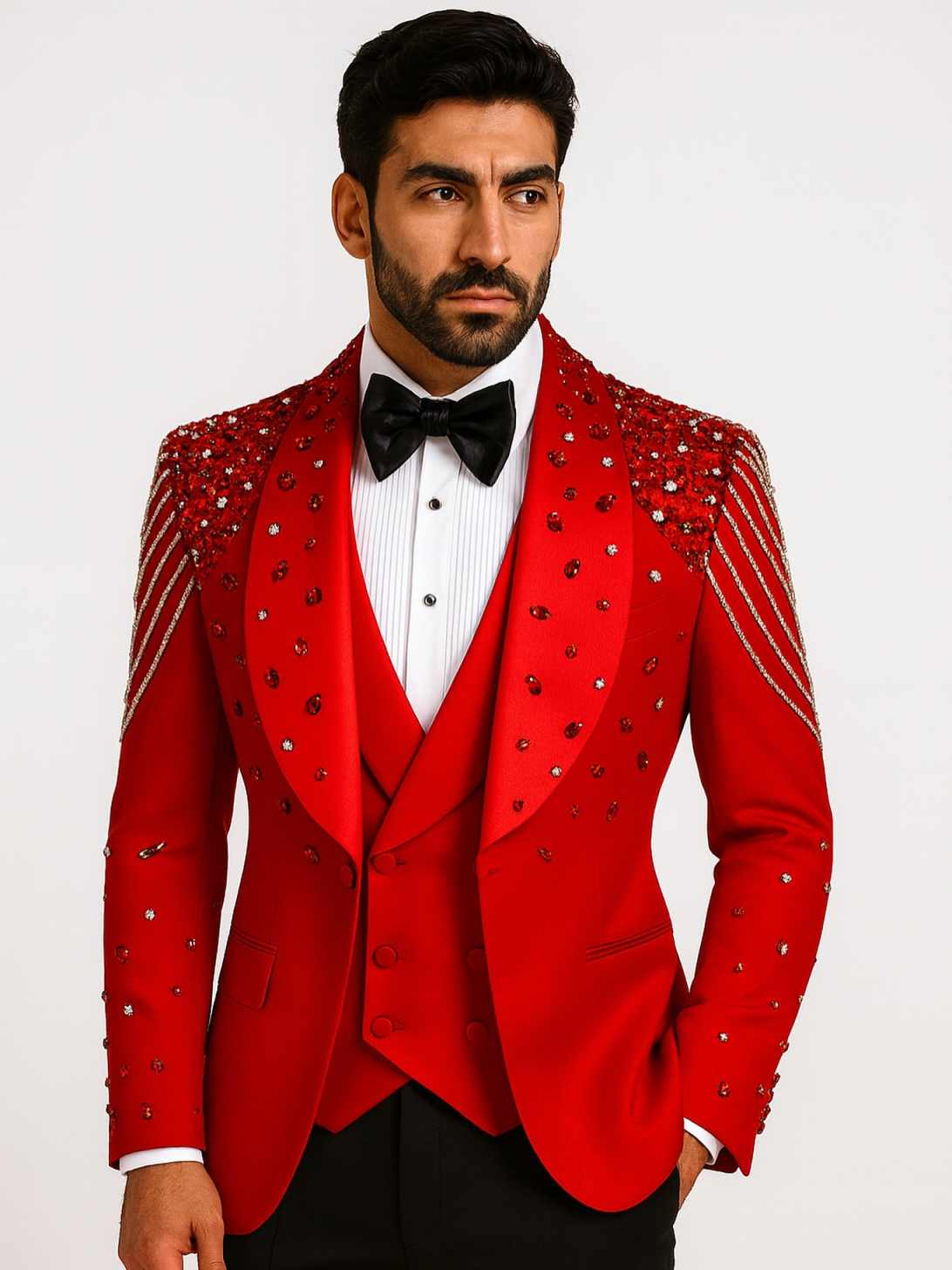 Slim Fit Blazer Men - Luxury Men Suits Applique 2 Piece