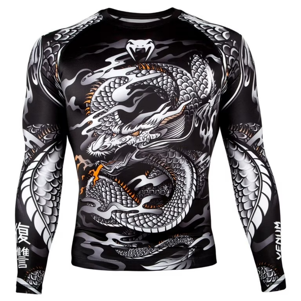 Dragon Pattern Long Sleeve Com - огляд і ціна Compression Shirt Workout