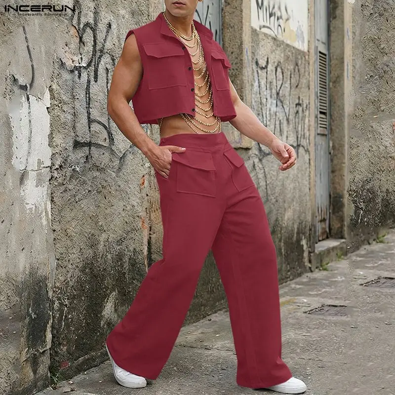 INCERUN Men Sets Solid Sleevel - огляд і ціна Men'S Fashion For 2026
