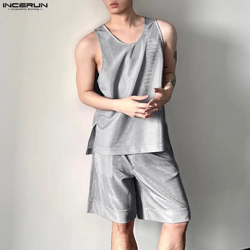 INCERUN Men's Sets Shiny Solid - огляд і ціна Men'S Fashion For 2026