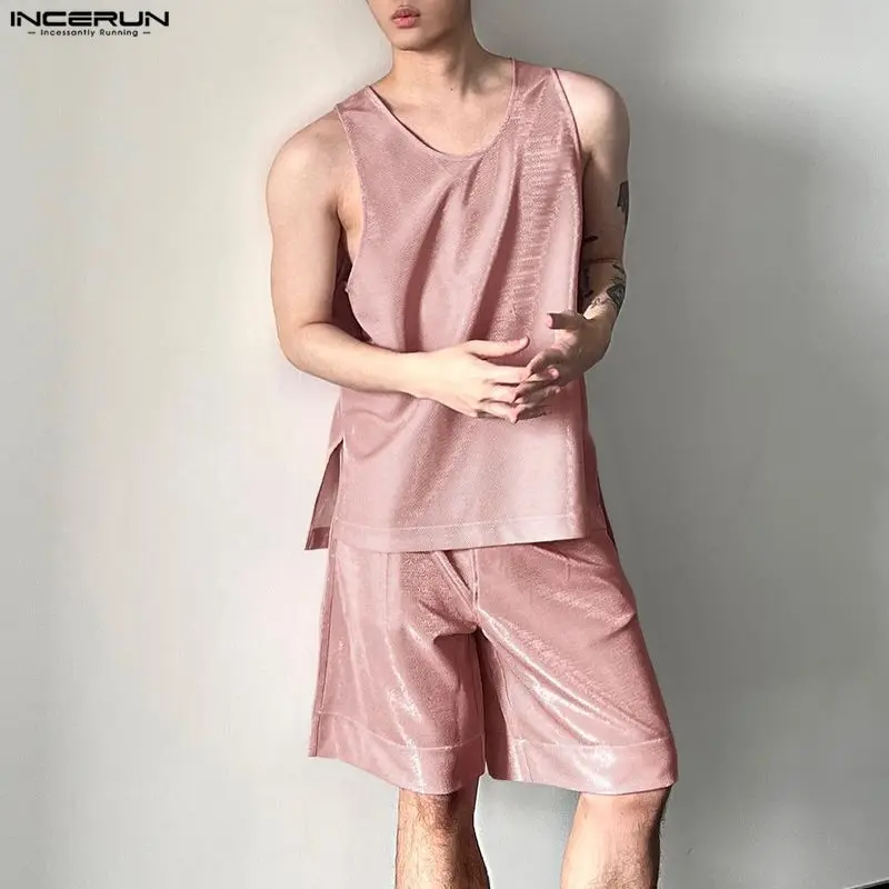 INCERUN Men's Sets Shiny Solid - огляд і ціна Men'S Fashion For 2026