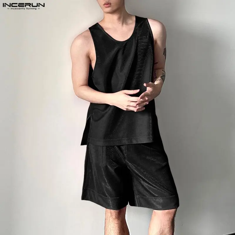 INCERUN Men's Sets Shiny Solid - огляд і ціна Men'S Fashion For 2026