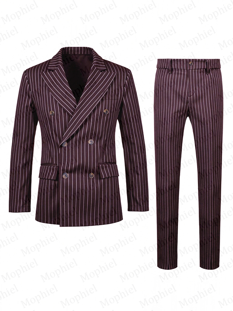 Burgundy Pinstripe Men Suits 3 - огляд і ціна Slim Fit Blazer Men